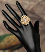 Gold plated kundan ring in sterling silver
