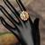 Gold plated red stone kundan ring in sterling silver