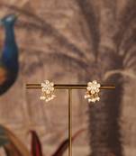 Gold plated white pearl jhumkas in sterling silver