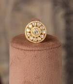Gold plated kundan ring in sterling silver