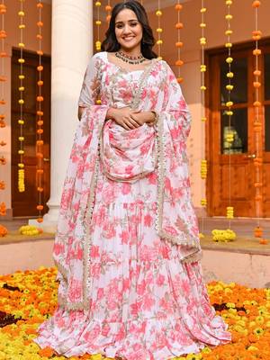  digital print georgette white lehenga with unstitched blouse and dupatta 1