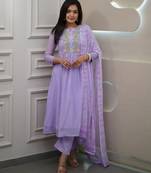 Women   s festive pure georgette suit with detailed embroidery work