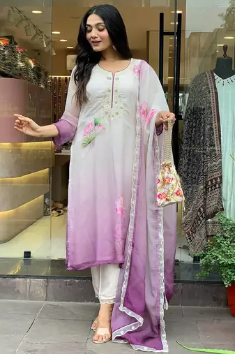Women’s pure organza taby suit with sequin & coding embroidery work