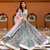 sky-blue digital print chanderi silk lehenga with unstitched blouse and organza dupatta