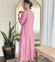 Women   s vichitra silk kurta set with sequin & coding embroidery work