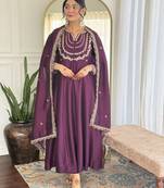 Women   s vichitra silk kurta set with sequin & coding embroidery work