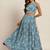 teal digital print shiney silk croptop lehenga with unstitched blouse