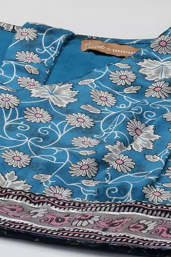 teal digital print shiney silk croptop lehenga with unstitched blouse