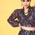 blue digital print shiney silk croptop lehenga with unstitched blouse