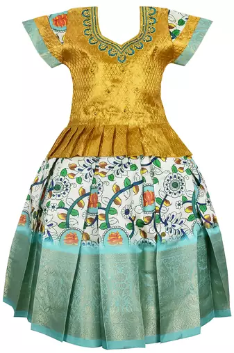New south indian traditional pattu pavadai pattu langa voni lehenga choli for girls dress