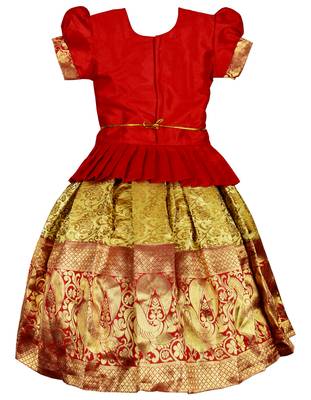 red embroidery silk cotton traditional lehenga choli dress 2