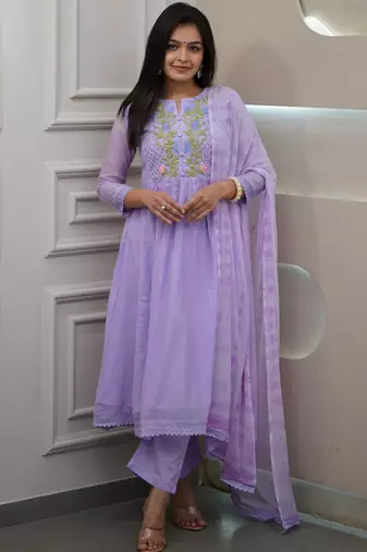 festive  georgette suit with detailed embroidery work