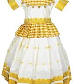 Baby girls kerala cotton cream pattu pavadai lehenga choli set for kids