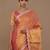 pink handwoven tissue saree with scalloped lace