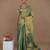 sea green handwoven tissue saree with scalloped lace