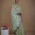 olive handwoven tissue saree with matte gold lace