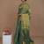 sea green handwoven tissue saree with scalloped lace
