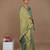 sea green handwoven tissue saree with scalloped lace