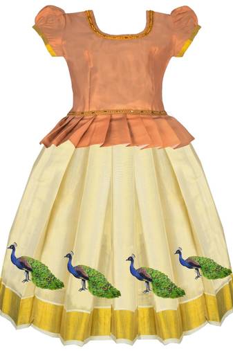 Girls traditional lehenga choli south indian pattu pavadai dress for kids
