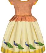 copper cream woven thread work tissue lehenga choli