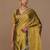 golden handwoven tissue saree with black scalloped lace