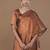 copper handwoven tissue saree with scalloped pallu and border