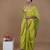 neon green handwoven tissue saree with scalloped lace