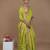 neon green handwoven tissue saree with scalloped lace