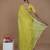 neon green handwoven tissue saree with scalloped lace