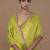 neon green handwoven tissue saree with scalloped lace