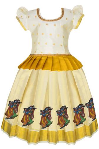 Girls traditional lehenga choli south indian pattu pavadai dress for kids