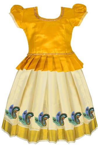 Girls traditional lehenga choli south indian pattu pavadai dress for kids