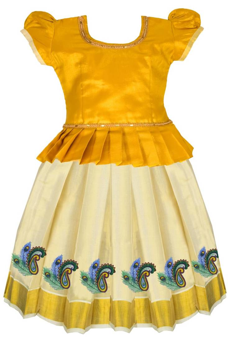 Girls traditional lehenga choli south indian pattu pavadai dress for kids