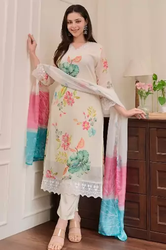 Women’s ethnic nylon taby set adorned with sequin embroidery