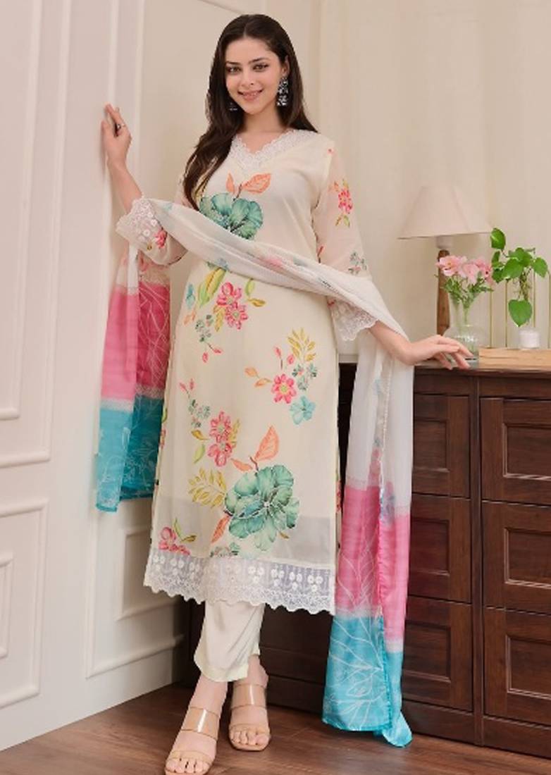 Women’s ethnic nylon taby set adorned with sequin embroidery