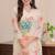 Women’s ethnic nylon taby set adorned with sequin embroidery