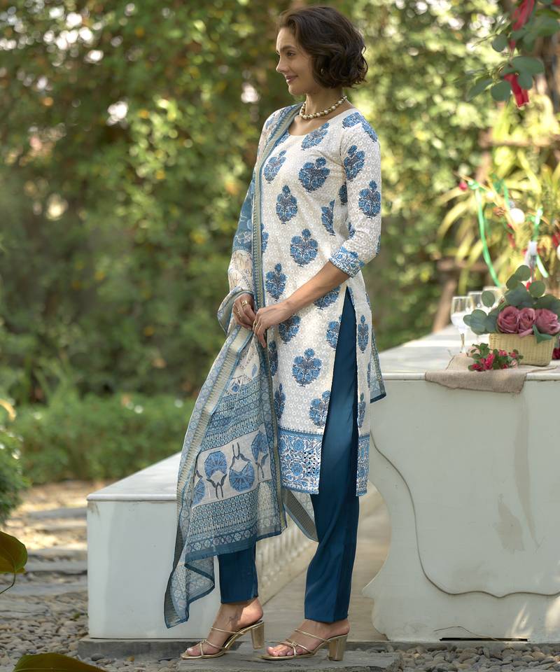 Cotton with printed kurti set