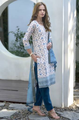 Cotton with printed kurti set