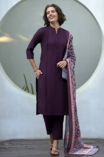 Vatican kurta with bottom chinon dupatta