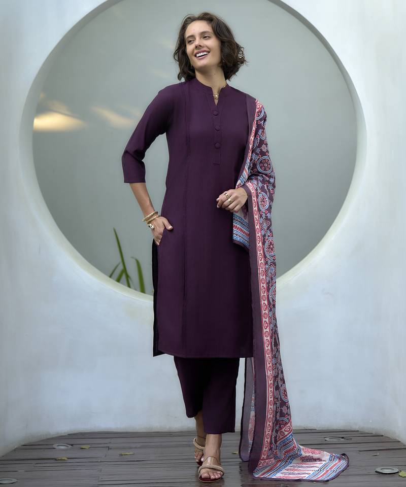 Vatican kurta with bottom chinon dupatta