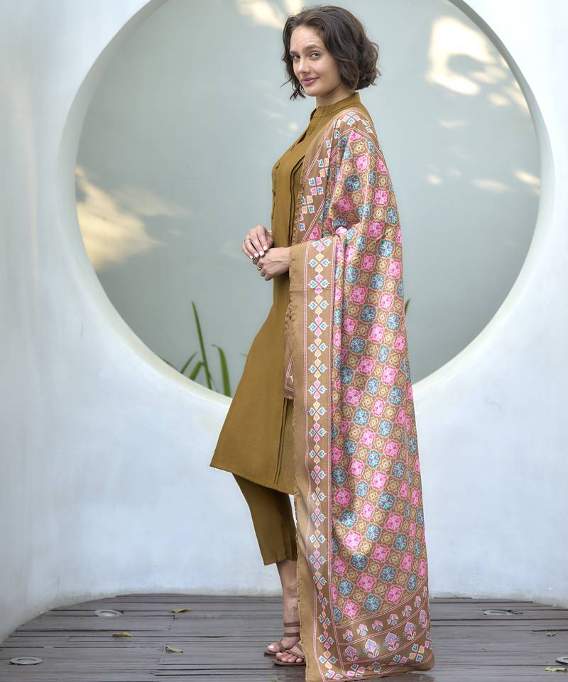 Vatican kurta with bottom chinon dupatta