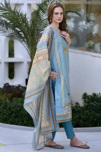 Silk blend kurta with bottom dupatta