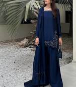 Pure natural crep silk with embroidery sequence work top with sharara dupatta