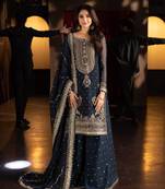 Heavy faux georgette with heavy embroidery sequence work top with sharara dupatta