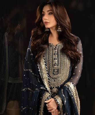 Heavy faux georgette with heavy embroidery sequence work top with sharara dupatta 2