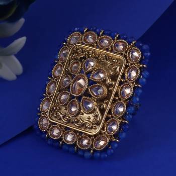 Admirable square and oval shape gold plated adjustable finger ring for women and girls 1