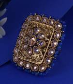 Admirable square and oval shape gold plated adjustable finger ring for women and girls