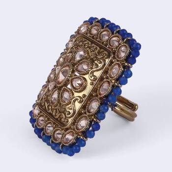 Admirable square and oval shape gold plated adjustable finger ring for women and girls 3