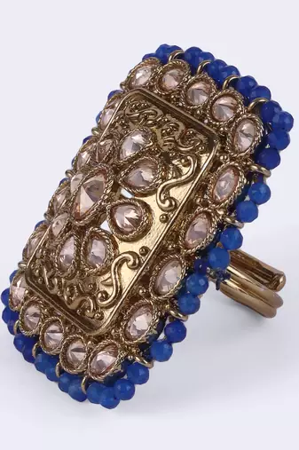 Admirable square and oval shape gold plated adjustable finger ring for women and girls