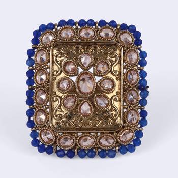 Admirable square and oval shape gold plated adjustable finger ring for women and girls 5